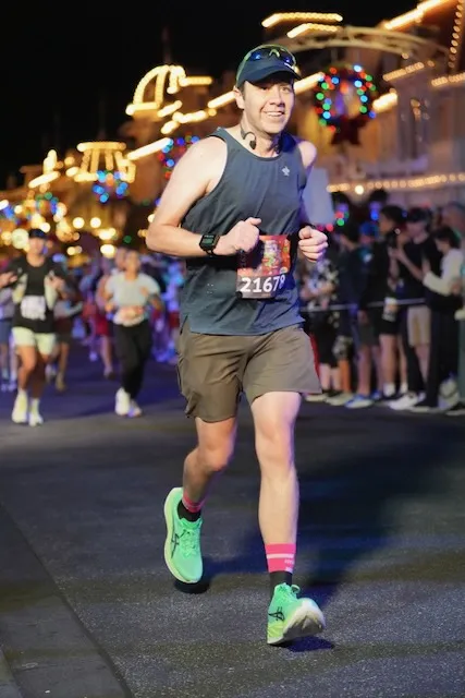 Running down Main Street at the 2026 Walt Disney World Marathon.